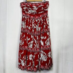White House Black Market Maxi Dress Floral Bernadetta Strapless Ramy Brook Red